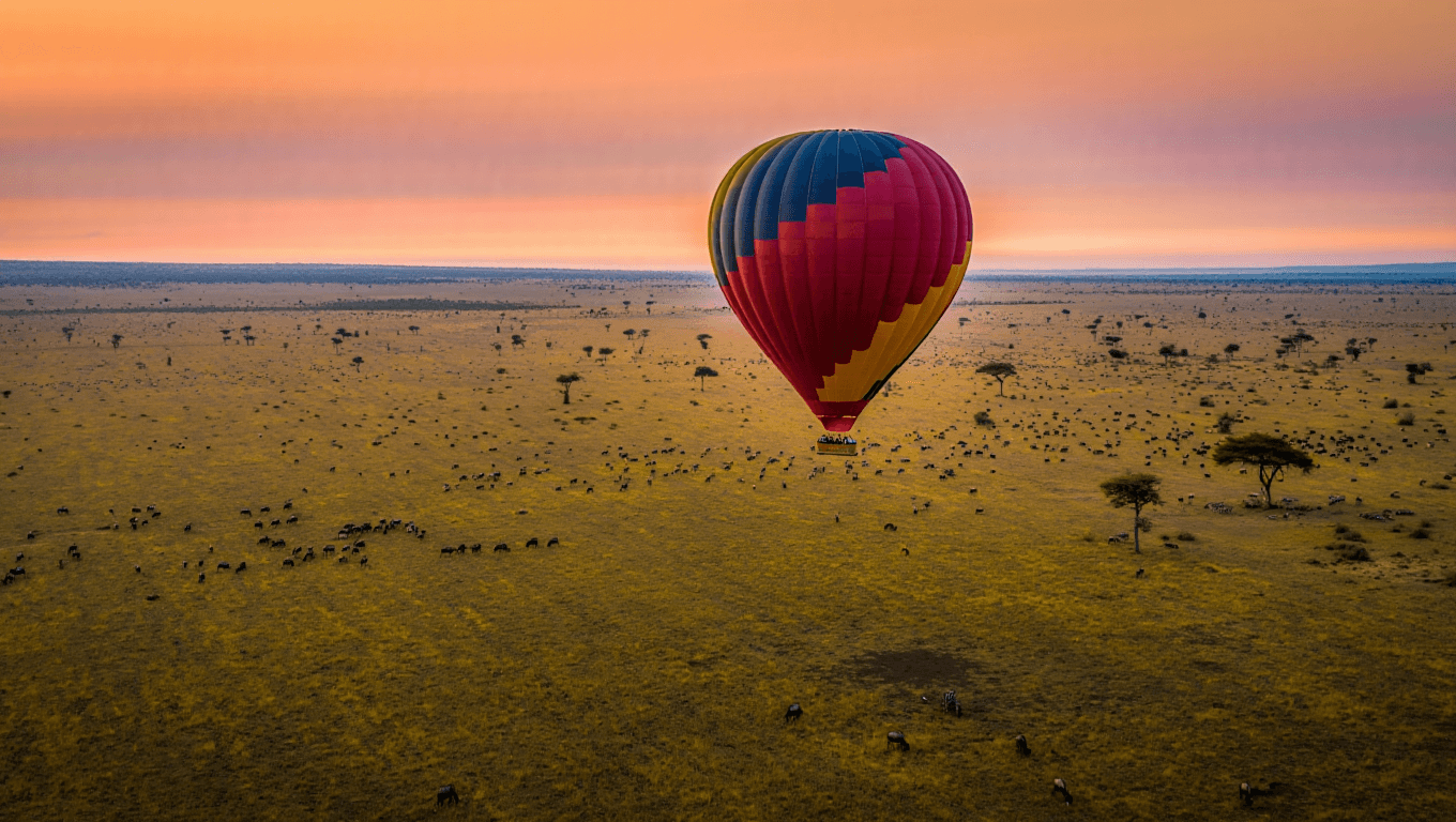 Vol en montgolfière au-dessus du parc national Serengeti